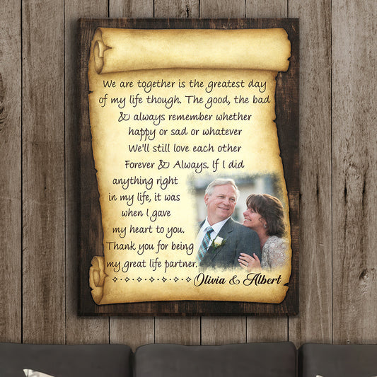 Greatest Day Of My Life - Personalized Custom Photo Canvas