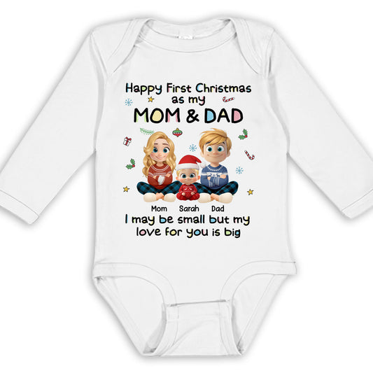 My Christmas With Mom And Dad - Personalized Custom Long Sleeve Baby Onesie