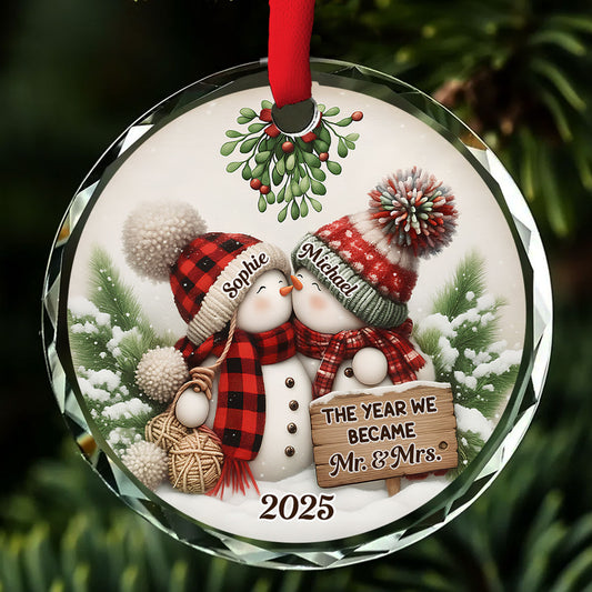 Merry And Bright Together - Personalized Custom Glass Ornament