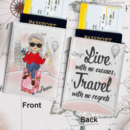 Travel With No Regrets - Personalized Custom Passport Cover