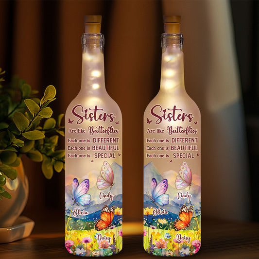 Sisters Are Like Butterflies - Personalized Custom Bottle Lamp