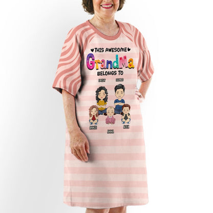 Awesome Grandma And Kids - Personalized Custom 3/4 Sleeve Dress - Blithe Hub