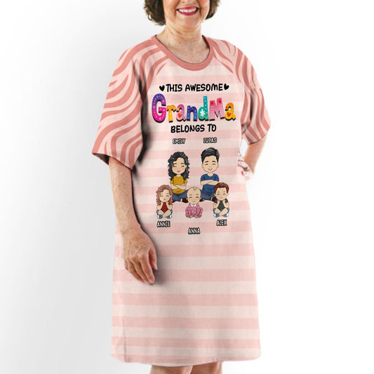 Awesome Grandma And Kids - Personalized Custom 3/4 Sleeve Dress - Blithe Hub
