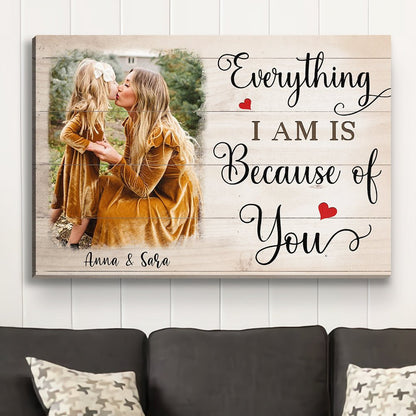 Everything I Am Is Because Of You - Personalized Custom Photo Canvas - Blithe Hub