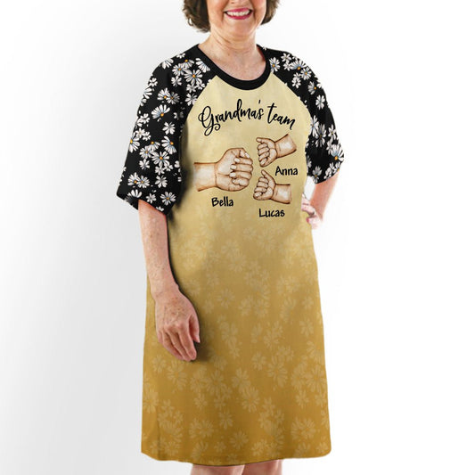 Grandma's Team - Personalized Custom 3/4 Sleeve Dress - Blithe Hub