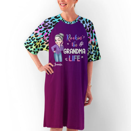 Leopard Grandma Life - Personalized Custom 3/4 Sleeve Dress - Blithe Hub