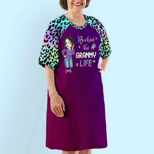 Leopard Grandma Life - Personalized Custom 3/4 Sleeve Dress - Blithe Hub