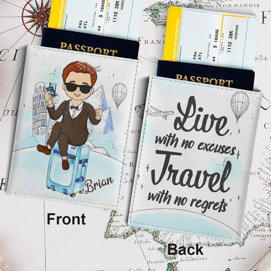 Travel With No Regrets - Personalized Custom Passport Cover